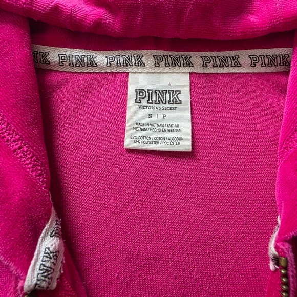 PINK Victoria Secret Velour Zip Hoodie, Pink, Size Small - Picture 5 of 9